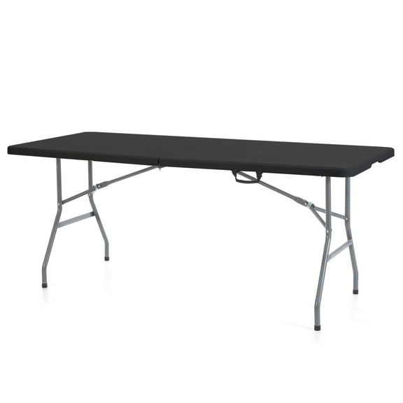 Open Box Peakform Fold In Half Banquet Table for Indoor Outdoor Use, 6 Ft,Black