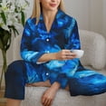 thumbnail image 6 of Daiia Blue Fire Cool Wolf for Women's Long-Sleeved Pajama Set – Soft & Comfortable Sleepwear Button-Up Pajamas Cozy Lounge Wear-XX-Large, 6 of 7