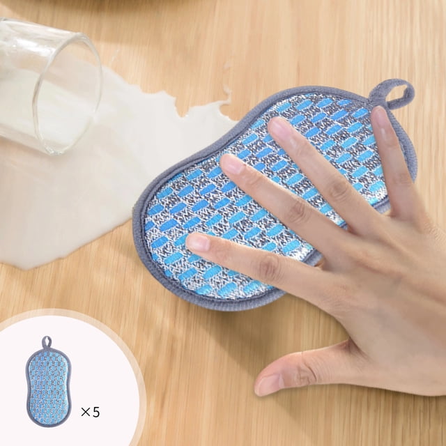 Limited Time Only! 5-Pack Wet and Dry Multi-Purpose Cloths, No-Scratch Reusable Sponge Scrubbing Pads for Household Cleaning and Kitchen Tasks