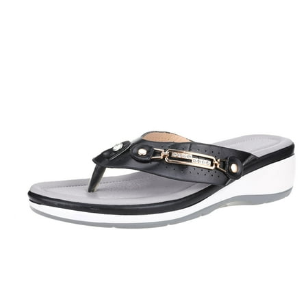 

Youmylove Women Slide Slippers Metal Buckle Beach Summer Slope Heel Casual Sandals Leisure Comfort Cozy Daily Walking