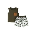 thumbnail image 2 of Musuos Baby Boys Summer Shorts Sets 3 6 12 18 24Months Sleeveless Tank Tops and Tropical Tree Print Shorts Sets Casual Outfits, 2 of 10