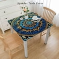 thumbnail image 2 of COMIO Retro Flowers Vintage Design Mandala Paisley Pattern Tribal Boho Abstract Circle Square Fitted Tablecloth White, 2 of 7