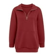 thumbnail image 5 of Kaprioy Womens Oversized Sweatshirts Half Zip Pullover Winter Clothing Quarter Zip Hoodies Long Sleeve Fall Fashion Shirts Clothes Red, XL, 5 of 5