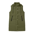 thumbnail image 7 of Yutgune Women's Long Hooded Puffer Vest Zip Up Snap Button Sleeveless Coat with Zipper Pockets, 7 of 7