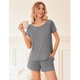 thumbnail image 4 of Ensemble de Pyjama 2 Pcs pour Femmes Manches Courtes Vêtements de Nuit Doux Col Rond Ensemble de Shorts Imprimés avec Poches P-TTG, 4 of 5