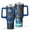 Blue, variant on 40oz Tumbler with Handle and Straw, Vacuum Insulated Stainless Steel Travel Mug, Fits Car Cup Holder, Football Print