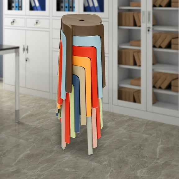 Shzicmy Plastic Stool Counter Kitchen Stools 18'' Set of 4 Backless Stackable Bar Stools