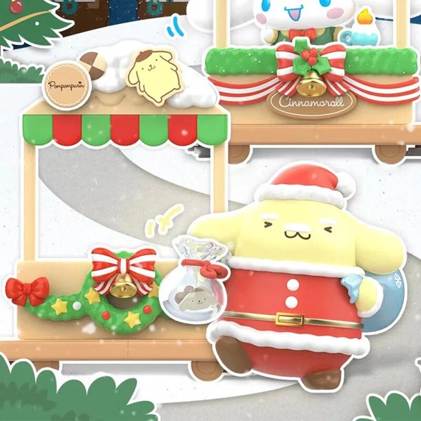 Nueva caja ciega Sanrio serie del mercado navideño caja sorpresa misteriosa Cinnamoroll Melody Kuromi pompón Purin Pochacco figura de juguete