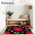 thumbnail image 3 of ODIKA 4'x6' Machine Washable Non-Slip Area Rug, Poinsettia Bloom Latch Hook Kit Seasonal Flower Project High Traffic Rug with Pad, Red, 744459, 3 of 8