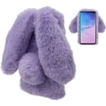 thumbnail image 5 of Rabbit Case for Samsung Galaxy S10, Cute 3D Bunny Ears Soft Furry Hairball Fuzzy Winter Warm Faux Fur Plush Fluffy Flexible TPU Bumper Protective Skin Cover for Women Girls - Black, 5 of 8