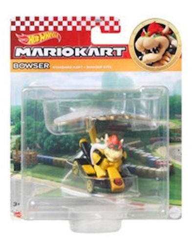 Hot Wheels Mario Kart Character Gliders Set, Bowser, Light-Blue Yoshi, Mario, Toad, 4 Pack GVD30-956M