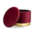 thumbnail image 2 of Baxton Studio Marisa Glam and Luxe Red Velvet Fabric Upholstered Gold Finished Storage Ottoman, 2 of 5
