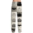 thumbnail image 5 of Halloween Pajama Pants for Men Pumpkin Castle Elastic High Waist Spooky Sleep Pants Skeleton Spider Web Drawstring Horror Pajama Pants, 2XL, 5 of 6