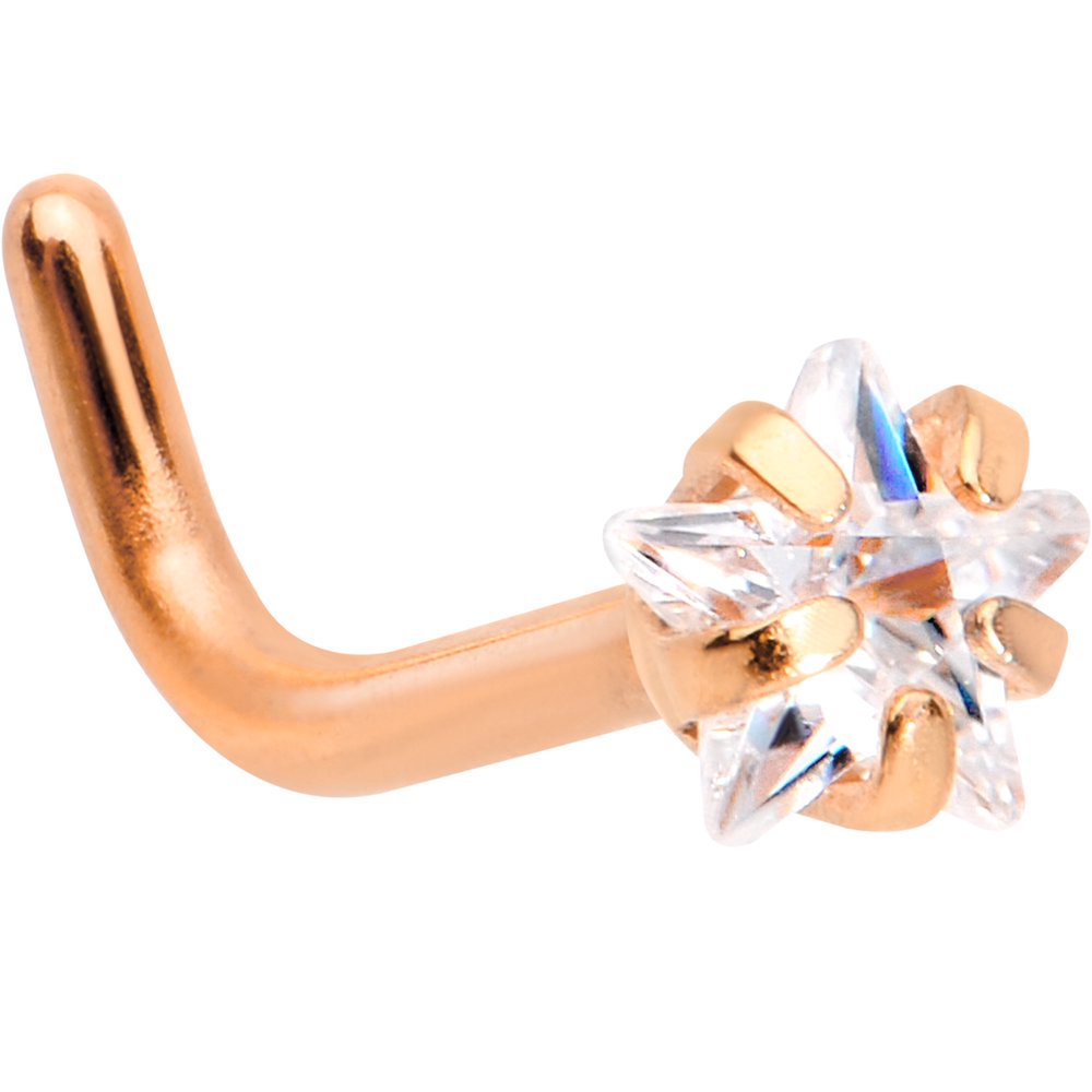 Body Candy Body Candy Rose Gold Tone IP Steel 3mm Clear Star Accent L