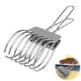 thumbnail image 4 of Shoreew Beef Cutting Tongs Stainless Steel Food Slicer Meat Slicing Tong Holder Easy Slicing Tool for BBQ Bread Vegetables Fruits, 4 of 7