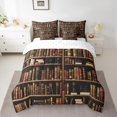 thumbnail image 2 of YST Bookshelf 7 Piece Comforter Set King Size,Vintage Educational Bookcase Bedding Set,Classic Library Books Bed in a Bag,Retro Academic Collection Art Sheet Set Bedroom Decor,Black Brown, 2 of 5