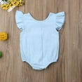 thumbnail image 2 of Sylvamorning Baby Girl Ruffled Flying Sleeve Bodysuit Solid Color Button Romper, 2 of 5
