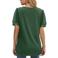 thumbnail image 5 of Summer Plus Size Tops for Womens 2025 Fashion Causal Vintage Solid Color Blouse Short Sleeve T-Shirt Top, 5 of 7