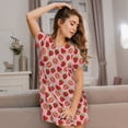 thumbnail image 3 of Salouo Strawberries Print Short Sleeve Sleepshirt for Womens Comfy Nightgown Scoopneck Cute Nightdress Ruffle -Medium, 3 of 3