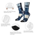 thumbnail image 3 of Fuzoiu Indigo Patchwork Quilt Print Athletic Crew Socks for Men & Women,Casual Crew Socks,Above Ankle Crew Socks for Business, Casual, 3 of 6