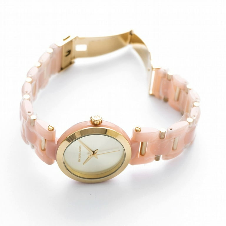 Michael Kors Women's Delray Pink Acetate Quartz Watch, 36mm, Gold