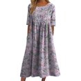 thumbnail image 1 of Vestido largo Akivide Summer Boho Floral de manga corta para mujer, 1 of 2