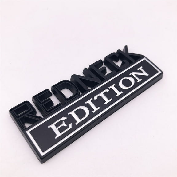 1PC Black and White Word Redneck Edition 3D Letter Metal Name Plate Car Truck Emblem Badge Sticker Decal