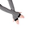thumbnail image 4 of Bewildely 1 par de guantes sin dedos para niña, guantes de punto cómodos de estilo Simple, cubiertas de brazo para niñas, cubierta de mano para al Suministros térmicos Blanco negro Bewildely HA059148-08, 4 of 6
