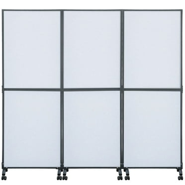 KFFKFF Polyester & Steel Office Partition, 72"x66", 3 Panels, Cool Gray - Minimizes Noise & Visual Interruptions