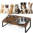 thumbnail image 2 of Elevated Dog Bowl Pet Feeder Stainless Steel Raised Food Water Stand w/ 2 Bowls, 2 of 7