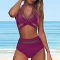 thumbnail image 5 of Sngxgn Womens High Waisted Bikini Sets Halter Neck Push up Two Piece Swimsuit Bathing Suit Swimwear(Purple,S), 5 of 6