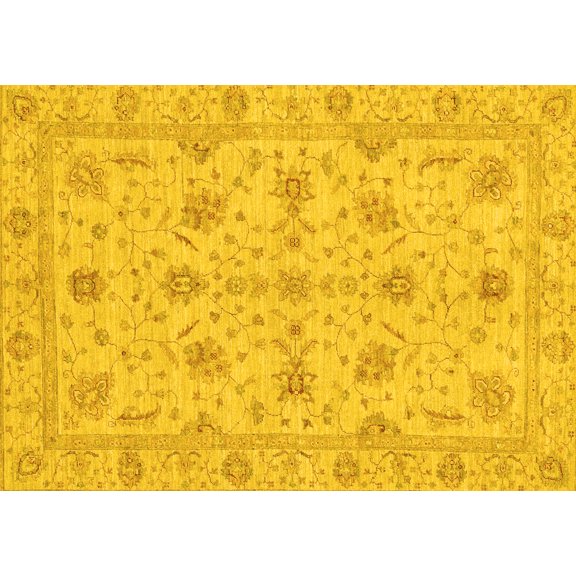 Ahgly Company Indoor Rectangle Oriental Yellow Traditional Area Rugs, 7' x 9'