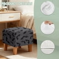 thumbnail image 7 of SCRAWLGOD Bat Spider Web Print Gray Ottoman Cover Square Stretch Footrest Stool Cover Washable Footstool Ottoman Slipcover with Elastic Bottom for Home Decoration, 7 of 7