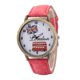 thumbnail image 1 of Reloj de pulsera de cuarzo con correa de mezclilla para mujer con patrón de coche vintage de moda (rojo), 1 of 3