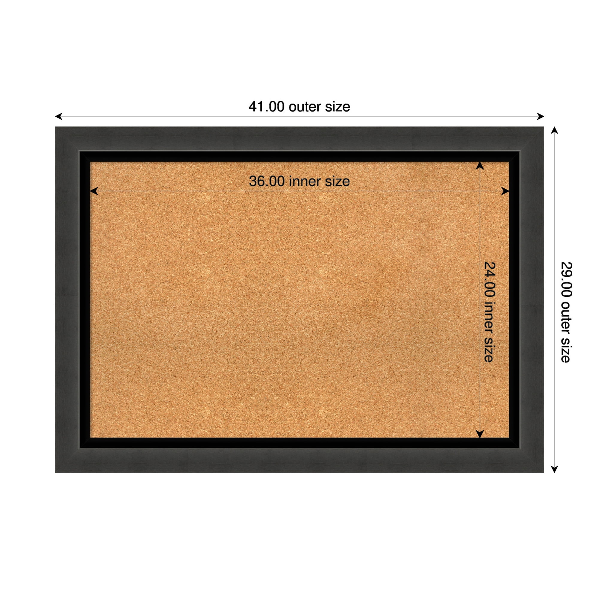 Amanti Art Natural Cork Board Framed Tuxedo Black Bulletin Board 41 in. x 29 in.