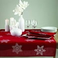 thumbnail image 4 of Fennco Styles Embroidered White Snowflake Christmas Tablecloth 60 x 60 Inch - Red Table Cover for Holiday Décor, Dinner Party, Banquets and Special Occasion, 4 of 4