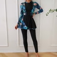 thumbnail image 6 of HOMBOM Rash Guard Swimsuit for Women Two Piece Long Sleeve Swim Dress with Leggings Green Floral Modest Ladies Swimwear Surfing, 6 of 7