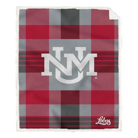 Pegasus New Mexico Lobos 60- x 70- Plaid Steel Ultra Cozy Sherpa Blanket