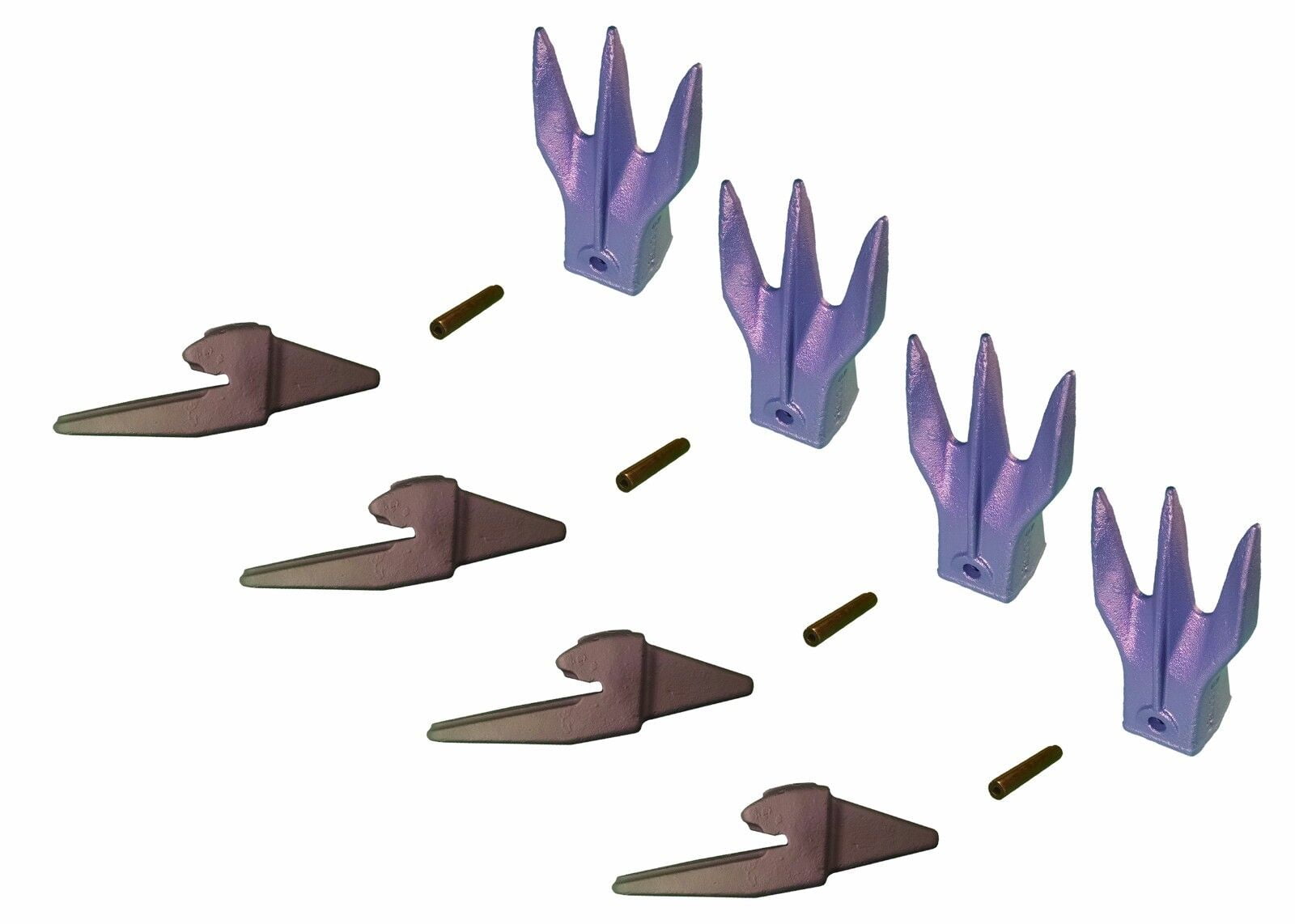 Mini Excavator Bucket Teeth, 4 weldon Bottom Leg shanks, pins, teeth