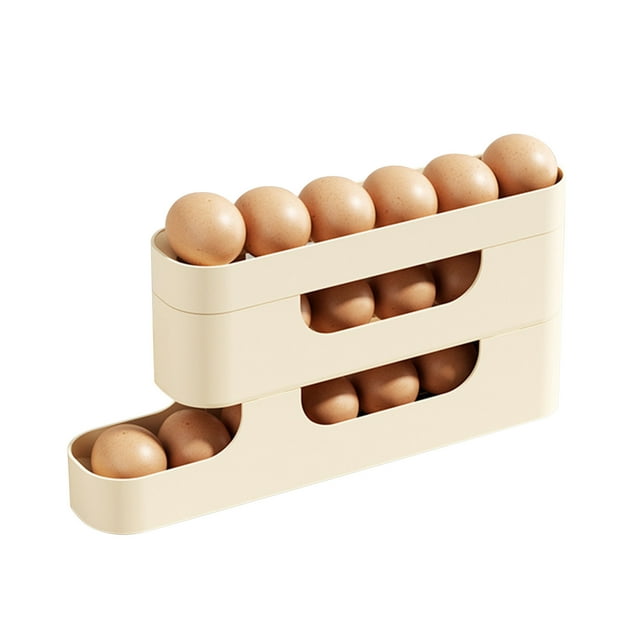 Conteneur à Œufs pour Réfrigérateur Organisateur de Réfrigérateur Économiseur d'Espace Distributeur d'Œufs Roulant Organisateur de Réfrigérateur Empilable pour Stockage d'Œufs en Matériau Robuste