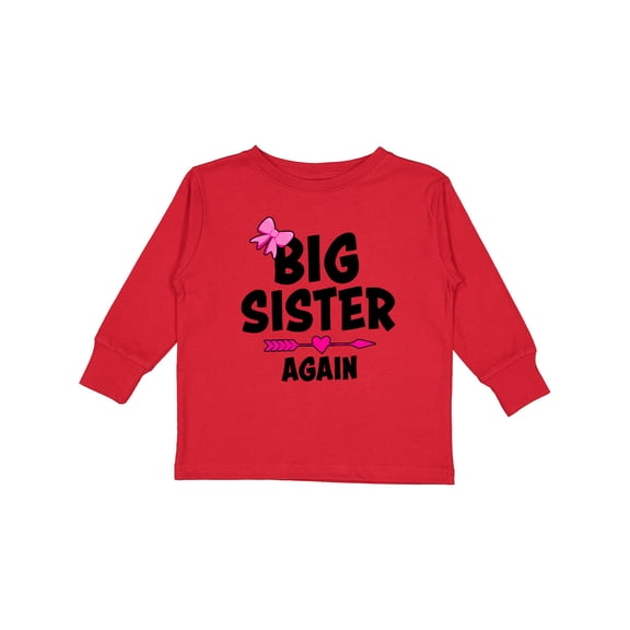 Inktastic Big Sister Again with Bow and Arrow Girls Long Sleeve Toddler T-Shirt