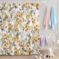 thumbnail image 2 of Shower Curtain Yellow Floral Shower Curtains for Bathroom Decor, Waterproof Polyester Shower Curtain Set with Hooks, Small Stall Size 36" x 72" Watercolor Wildflowers, 2 of 9