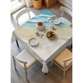 thumbnail image 6 of Teal Blue Beach Coastal Table Cloth, Waterproof Tablecloth for Square Tables, Summer Ocean Nautical Seaside Reusable Washable Fabric Table Cover for Restaurant Kitchen Dining Tables 60"x60", 6 of 9