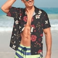 thumbnail image 5 of Lsque Fly Agaric and Flowers pattern Hawaiian Shirt for Men, Unisex Summer Beach Casual Short Sleeve Button Down Shirts-Large, 5 of 9