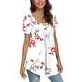 thumbnail image 2 of CATHY Women's 2022 Summer Short Sleeve Pleated Blouse Loose Flowy Tunic Top, 2 of 5
