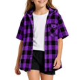 thumbnail image 3 of JAJAHO Girls Flannel Shirt Kids Plaid Hoodie Short Sleeve Button Down Shirts For 4-14 Years, 3 of 6