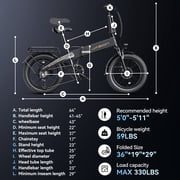 Jasion EB6 Electric Bike for Adults, 1200W Peak Motor Folding Ebike with 48V Removable Built-in Battery, Up to 25 MPH, 20 Fat Tire Foldable Electric Bicycle, UL 2849