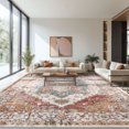 thumbnail image 2 of 9'x12' Washable Area Rugs for Living Room,Traditional Vintage Thin Rugs,Non-Slip Persian Carpet,Orange-Brown, 2 of 5