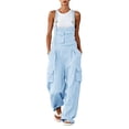 thumbnail image 3 of QSAWXQZ Womens Wide Leg Cargo Overalls Adjustable Straps Sleeveless Pockets Bib Jumpsuit Casual Pants L, 3 of 6