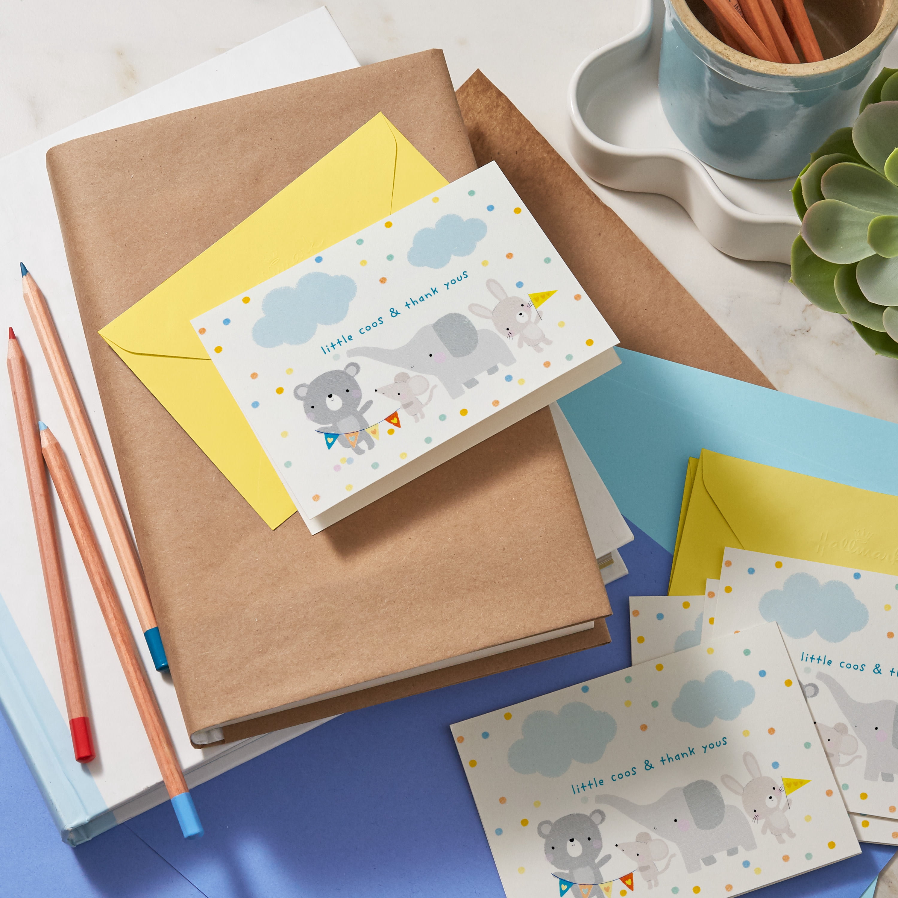 Hallmark Blank Thank You Notes (Baby Animals), 20 Count